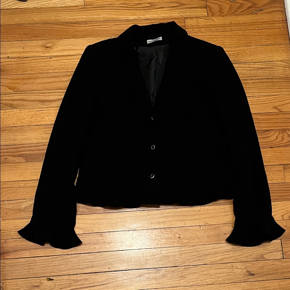 Weinberg Elegant Black Ruffle Women's Blazer